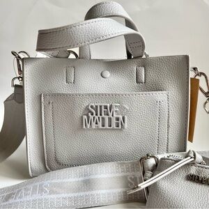 STEVE MADDEN- NWT Grey Mini Satchel Bag lightweight Crossbody Purse with Wallet
